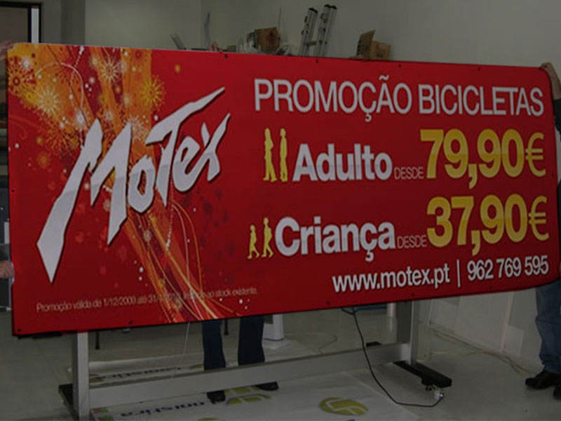 Motex lonas publicitárias promoção de bicicletas