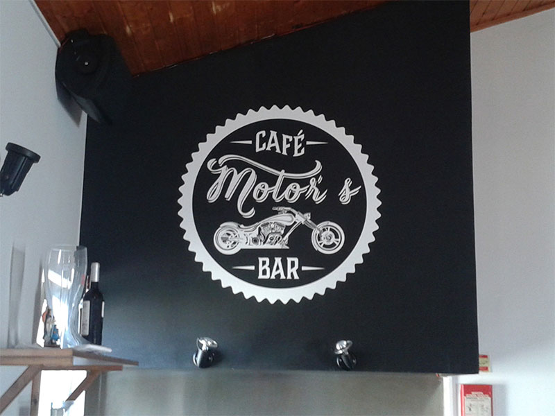Motors café logotipo interior identidade