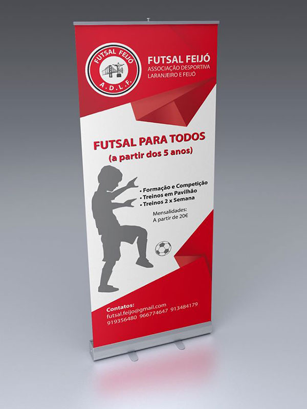 Roll up expositor publicitário para Futsal Feijó
