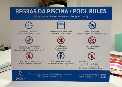 Placa de PVC | Regras da Piscina
