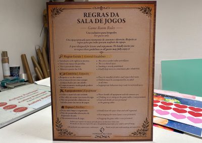 Placa de PVC | Regras da Sala de Jogos